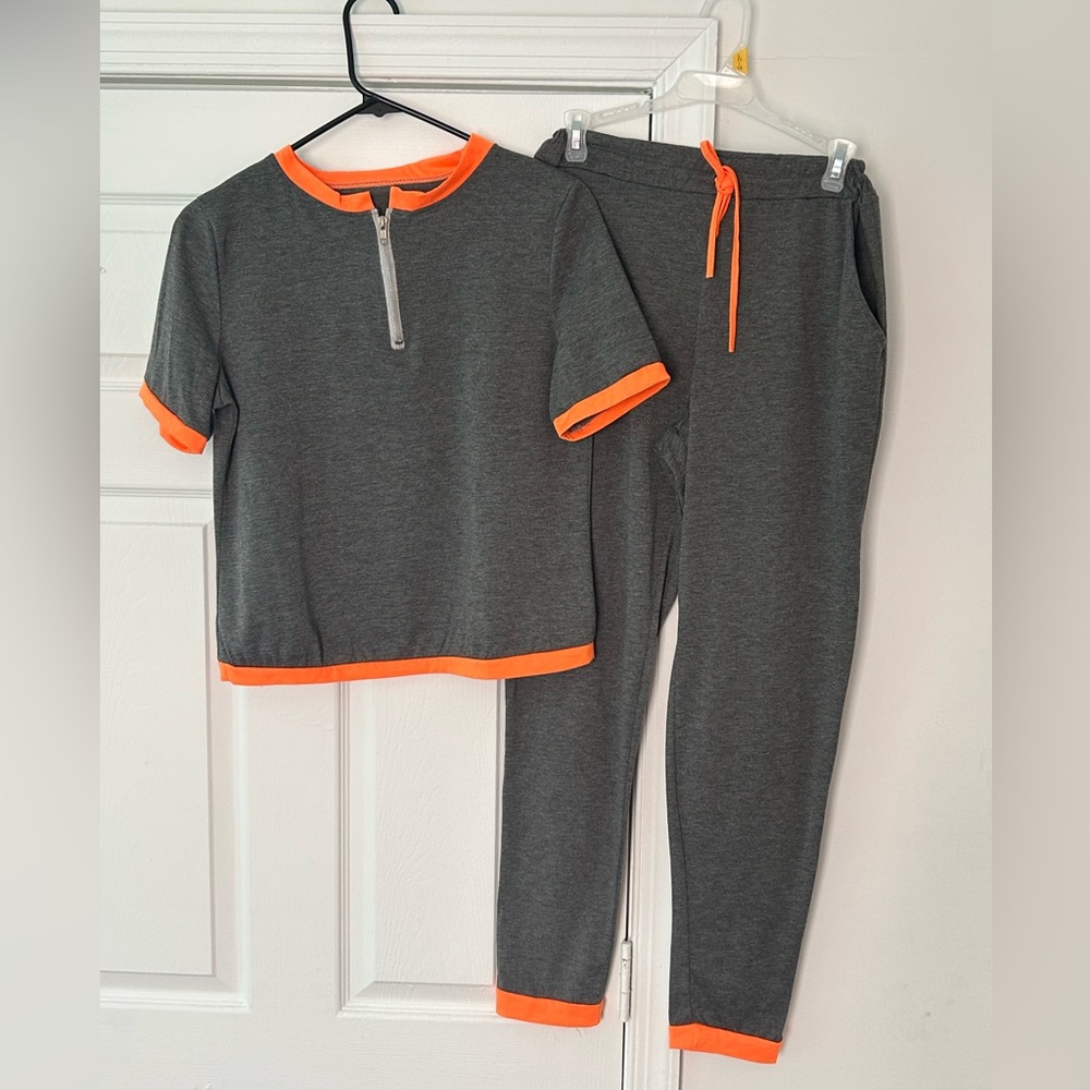 Gray and Orange matching set